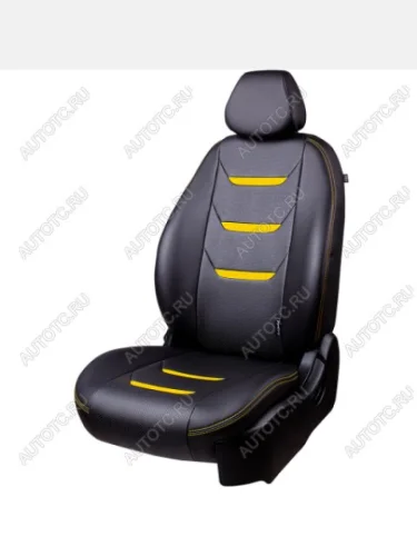 Комплект чехлов для сидений (РЗС 60/40 +подлокот. 2П+ 1Г Орегон) ТУРИН-2 Lord Autofashion (черный, вставка черная+желтая, строчка желтая) Mazda 3/Axela  BK (2003-2009) дорестайлинг седан, дорестайлинг, хэтчбэк, рестайлинг седан, рестайлинг, хэтчбэк