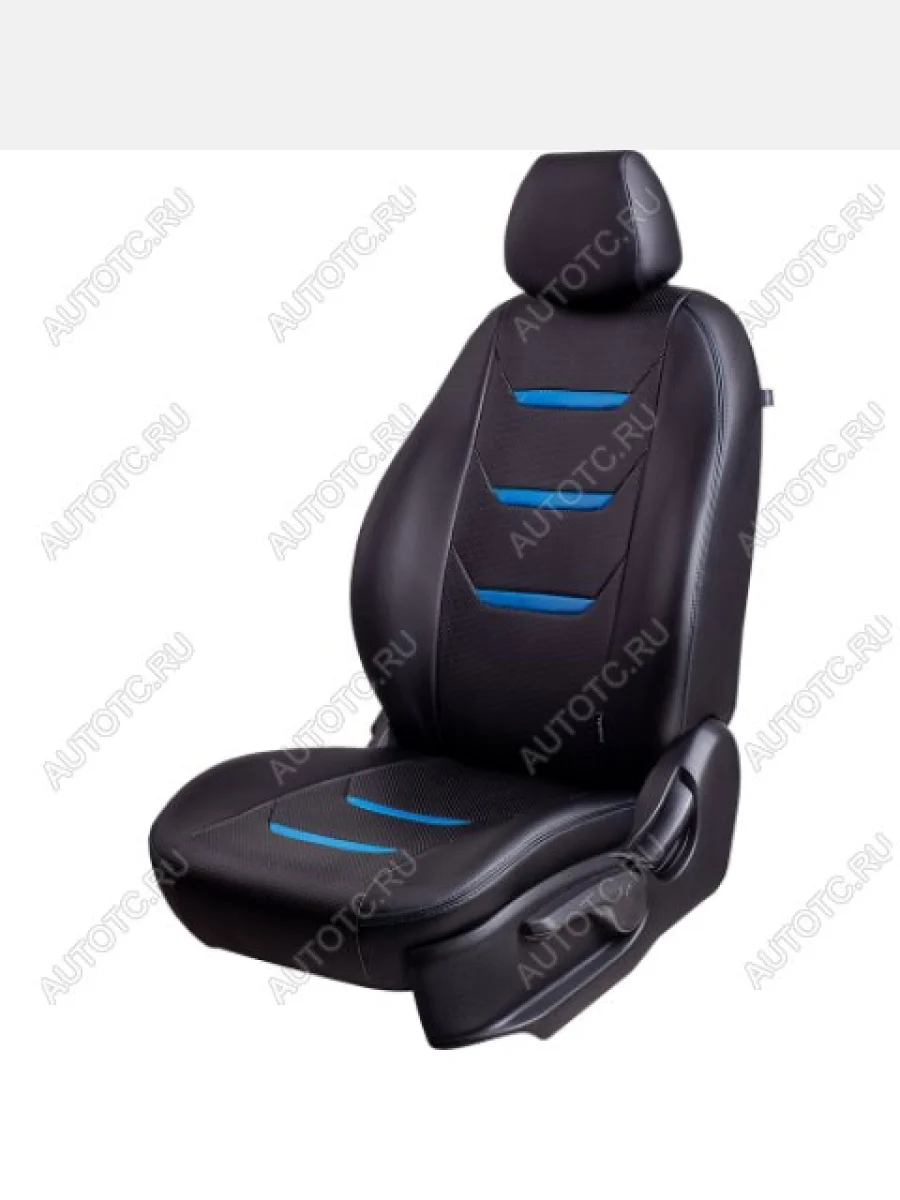 Комплект чехлов для сидений (РЗС 60/40 +подлокот. 2П+ 1Г Орегон) ТУРИН-2 Lord Autofashion  Mazda 3/Axela (2003-2009) BK (черный, вставка черная+синяя, строчка синяя)  в Самаре Самарской области