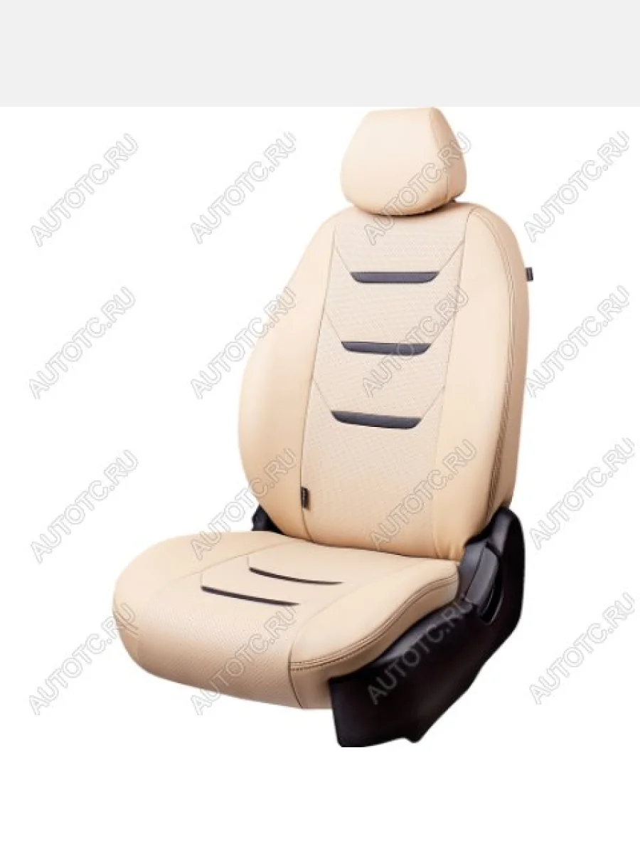 Комплект чехлов для сидений (перед. пластик. РЗС 60/40 2П+3Г Орегон) ТУРИН-2 Lord Autofashion  Renault  Logan  2, Sandero Stepway  (B8) (бежевый, вставка бежевая+черная, строчка бежевая)  в Самаре Самарской области