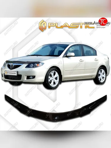 Дефлектор капота CA-Plastic (Classic черный) Mazda 3/Axela BK дорестайлинг седан (2003-2006)