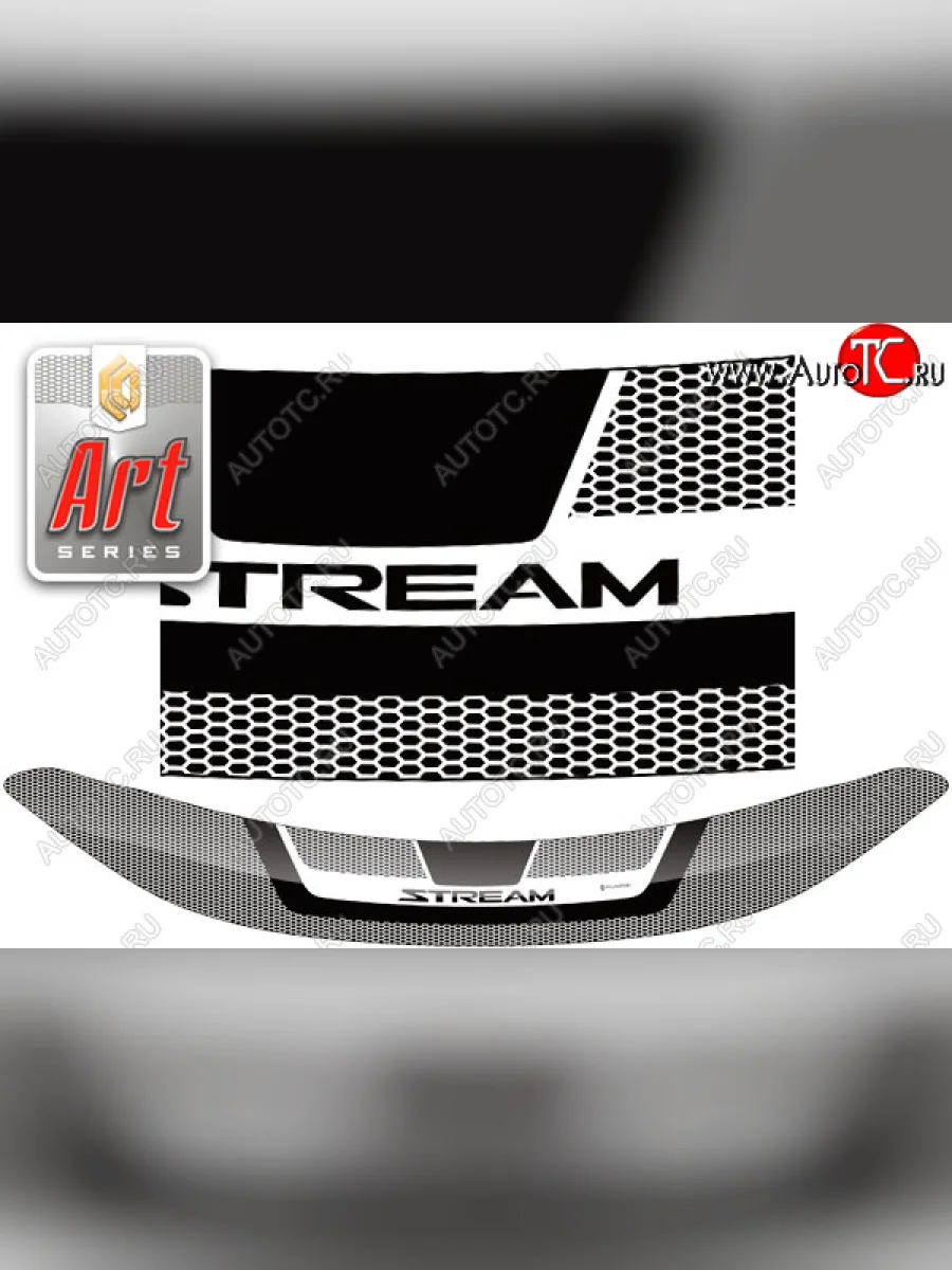 Дефлектор капота CA-Plastic Honda Stream 2 RN6,RN7, RN8, RN9 дорестайлинг (2006-2009) (Серия Art серебро)  в Самаре Самарской области