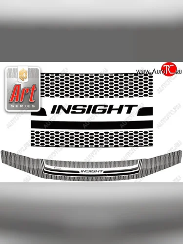 Дефлектор капота CA-Plastic (Серия Art серебро) Honda Insight ZE2 хэтчбэк 5 дв. дорестайлинг (2009-2011)