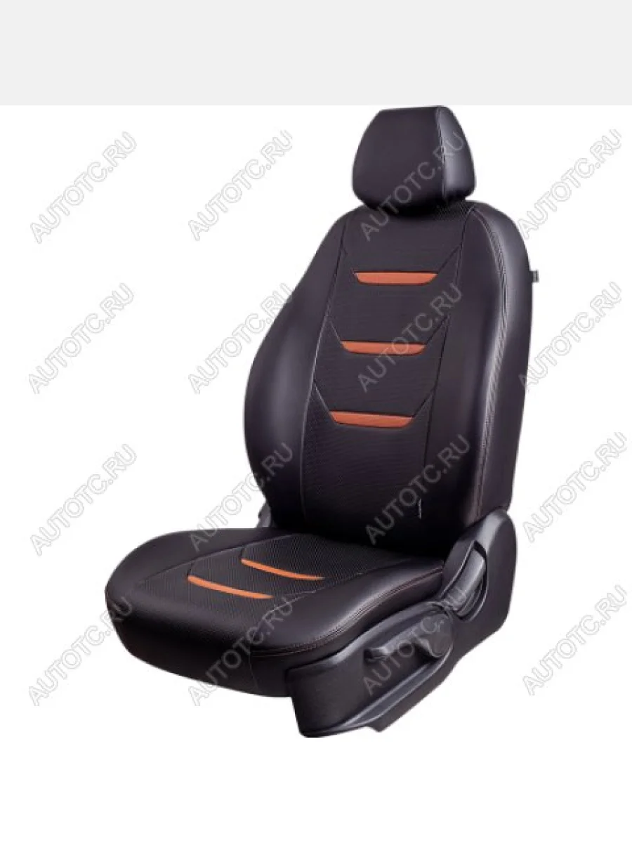 Комплект чехлов для сидений (РЗС 60/40 2П+3Г Орегон) ТУРИН-2 Lord Autofashion  Renault Sandero Stepway (2018-2022) (B8) (черный, вставка черная+коричневая, строчка коричневая)  в Самаре Самарской области