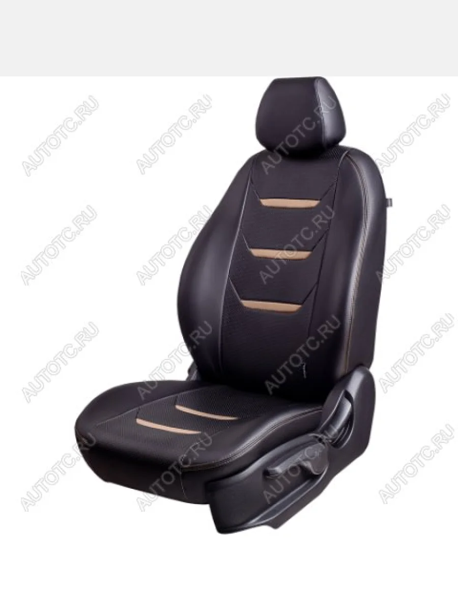 Комплект чехлов для сидений (к.Ambition РЗСиС 40/60 2Г Орегон) ТУРИН-2 Lord Autofashion Skoda Fabia Mk2 хэтчбэк дорестайлинг (2007-2010) (черный, вставка черная+бежевая, строчка бежевая)  в Воронеже Воронежской области