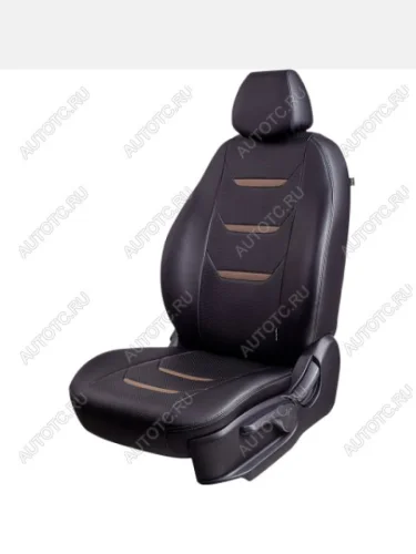 Комплект чехлов для сидений (РЗС 40/60 +подлокот. 3Г Орегон) ТУРИН-2 Lord Autofashion (черный, вставка черная+темно-коричневый, строчка темно-коричневая) Skoda Rapid ( NH3,  NH1) (2012-2020), Volkswagen Polo  Mk6 (2020-2022)