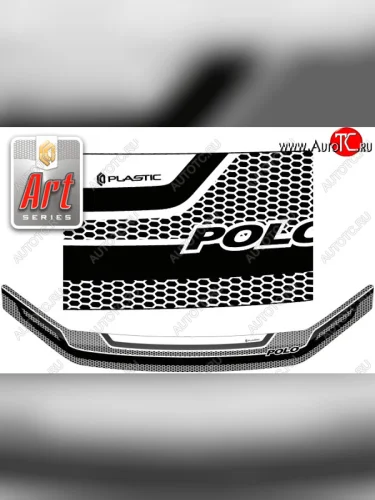 Дефлектор капота (рынок России) CA-Plastic (Серия Art серебро) Volkswagen Polo Mk5 6R,6C,61 седан рестайлинг (2015-2020)