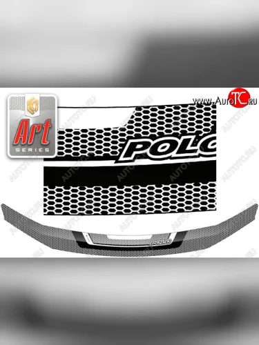 Дефлектор капота (рынок России) CA-Plastic (Серия Art серебро) Volkswagen Polo Mk6 лифтбек (2020-2022)