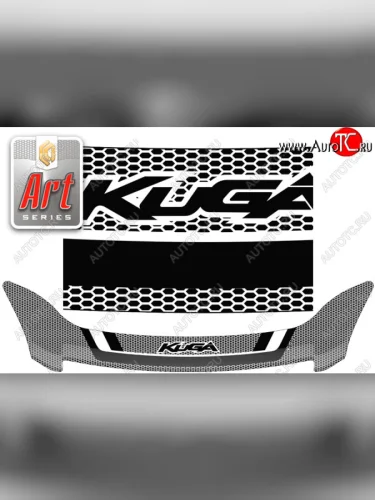 Дефлектор капота CA-Plastic (серия Art черная) Ford Kuga 1 (2008-2013)