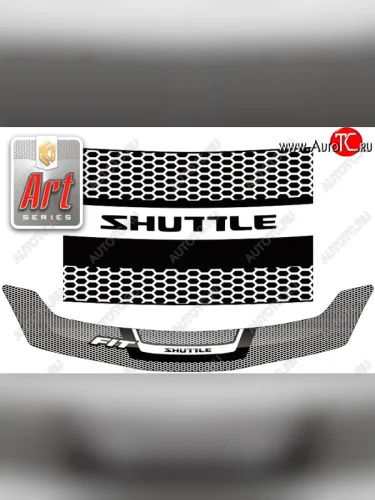 Дефлектор капота CA-Plastic (Серия Art черная) Honda Fit Shuttle 1 GP2,GG7,GG8 дорестайлинг (2011-2013)