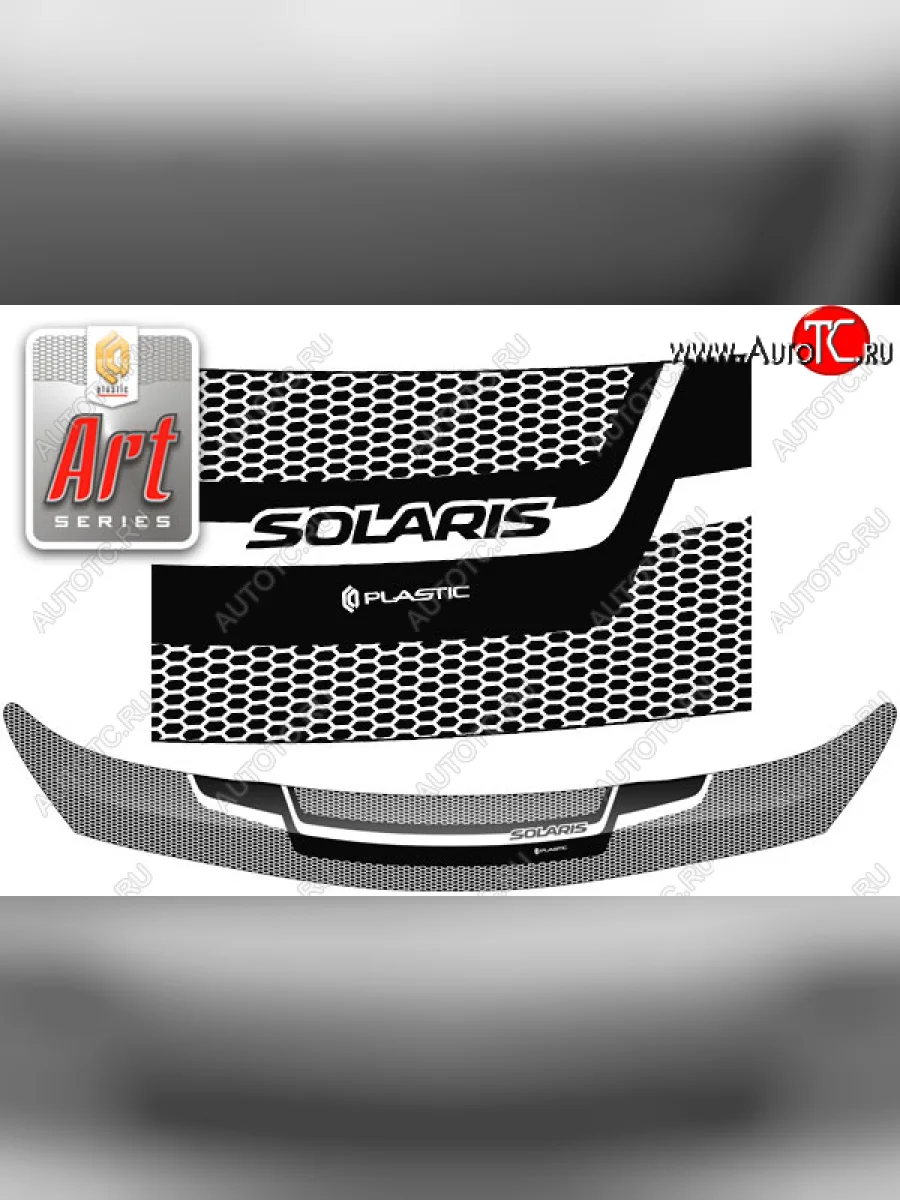 Дефлектор капота CA-Plastic Hyundai Solaris RBr седан рестайлинг (2014-2017) (Серия Art черная)  в Керчи Республика Крым