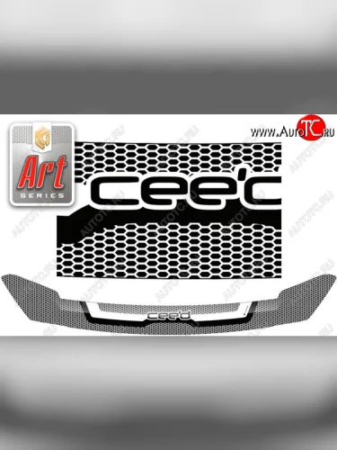 Дефлектор капота CA-Plastic (Серия Art черная) KIA Ceed 2 JD дорестайлинг универсал (2012-2016)
