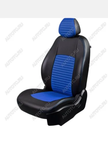 Комплект чехлов для сидений (РЗС 40/60. 2П Илана+Орегон) ТУРИН-3 Lord Autofashion (черный, вставка синяя, строчка синяя) Hyundai Accent 3 MC седан (2005-2011)