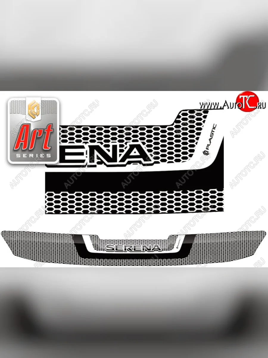 Дефлектор капота CA-Plastic Nissan Serena C27 минивэн дорестайлинг (2016-2019) (Серия Art черная)  в Керчи Республика Крым