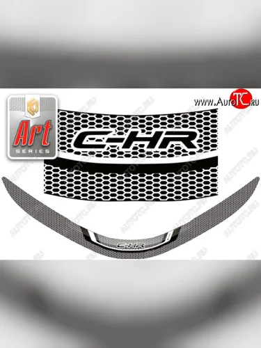 Дефлектор капота CA-Plastic (Серия Art черная) Toyota C-HR NGX10, ZGX10 рестайлинг (2019-2025)