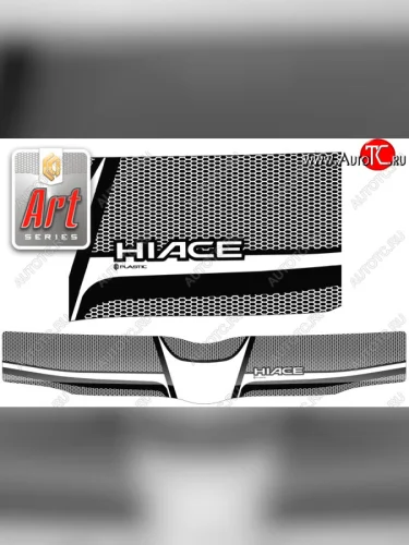 Дефлектор капота (правый руль) CA-Plastic (Серия Art черная) Toyota Hiace H200 минивэн (Япония) дорестайлинг  (2004-2007)