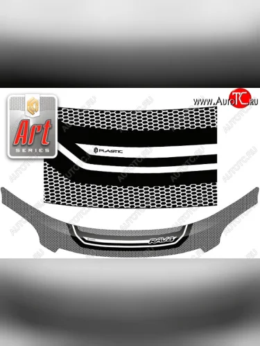 Дефлектор капота CA-Plastic (Серия Art черная) Toyota RAV4 XA30 5 дв. удлиненный 2-ой рестайлинг (2010-2013)