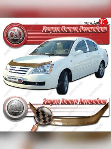 Дефлектор капота CA-Plastic (Шелкография карбон медь) Chery Fora A21 (2006-2010)