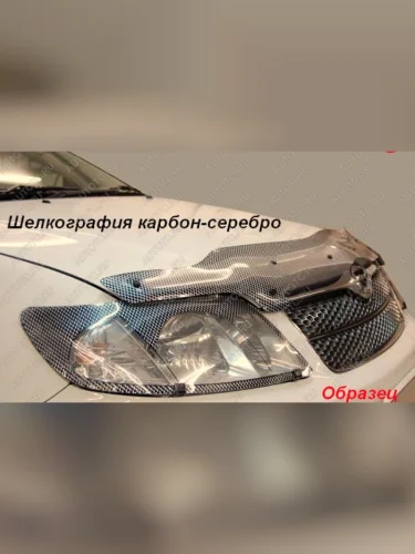 Дефлектор капота (рынок США) CA-Plastic (серия Шелкография карбон серебро) Ford Explorer  U625 (2019-2025) 5 дв.