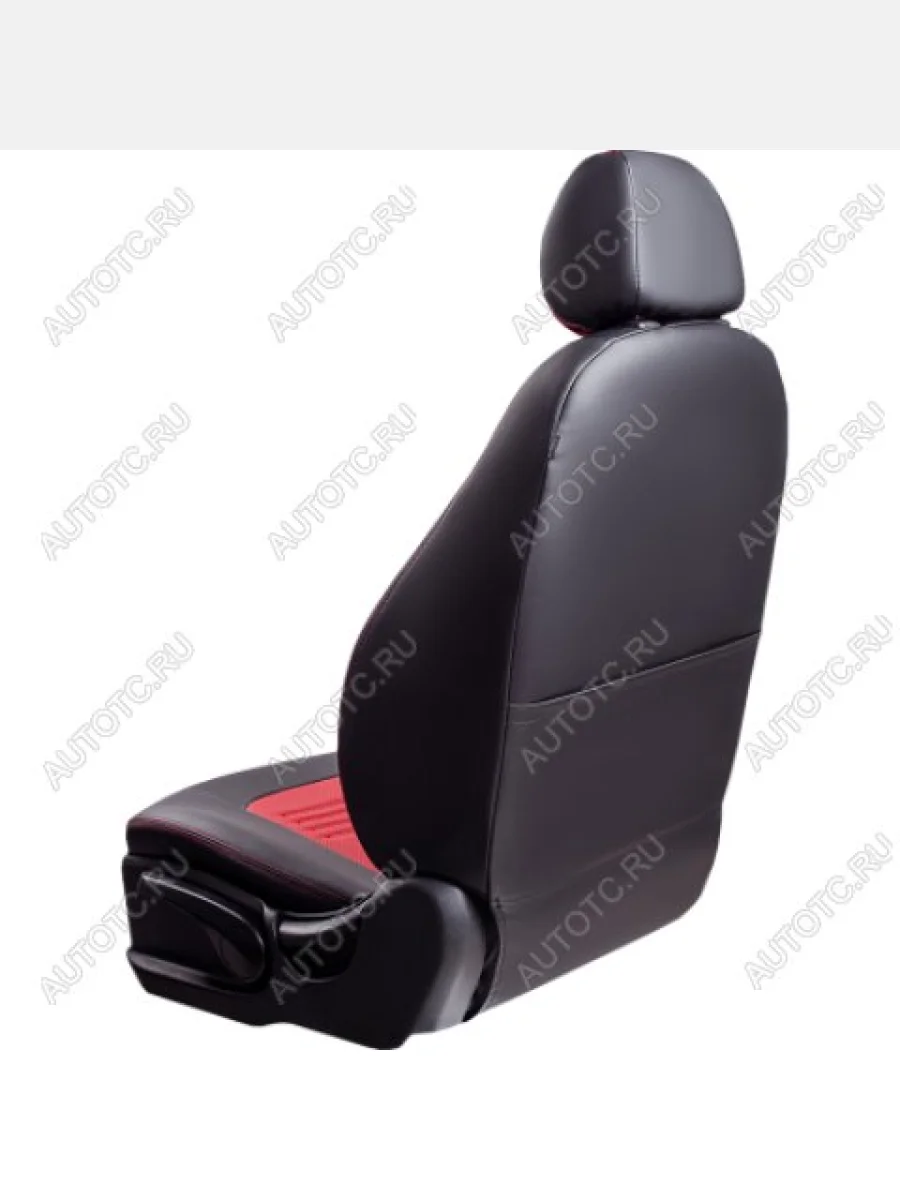 Комплект чехлов для сидений (РЗСиС 40/60+подлок. 3Г Илана+Орегон) ТУРИН СТ Lord Autofashion Renault Megane седан  дорестайлинг (2002-2006) (черный, вставка красная, строчка красная)  в Керчи Республика Крым