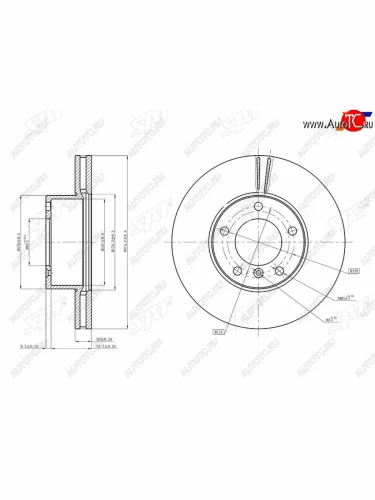 Передний тормозной диск(Ø315.2) SAT Mercedes-Benz G class W463 5 дв. 1-ый рестайлинг (1994-1998)