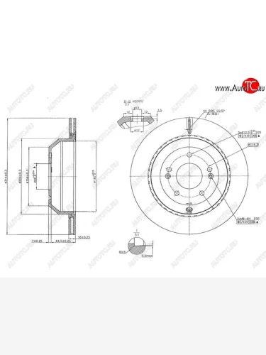 Задний тормозной диск(Ø314) SAT KIA Sorento UM/Prime дорестайлинг (2014-2018)