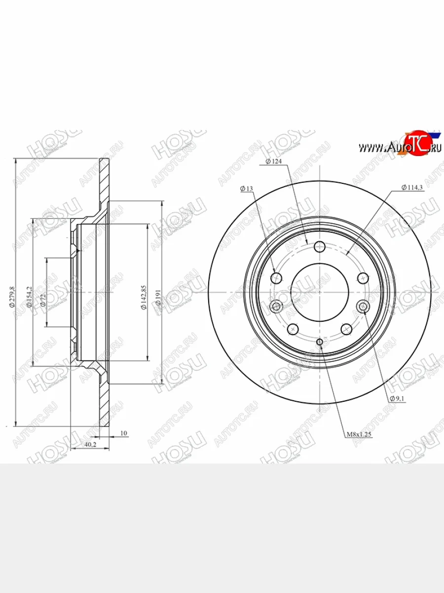 Задний тормозной диск(Ø279.8) SAT Mazda 6 GH рестайлинг лифтбэк (2010-2012)  с доставкой в г. Керчь
