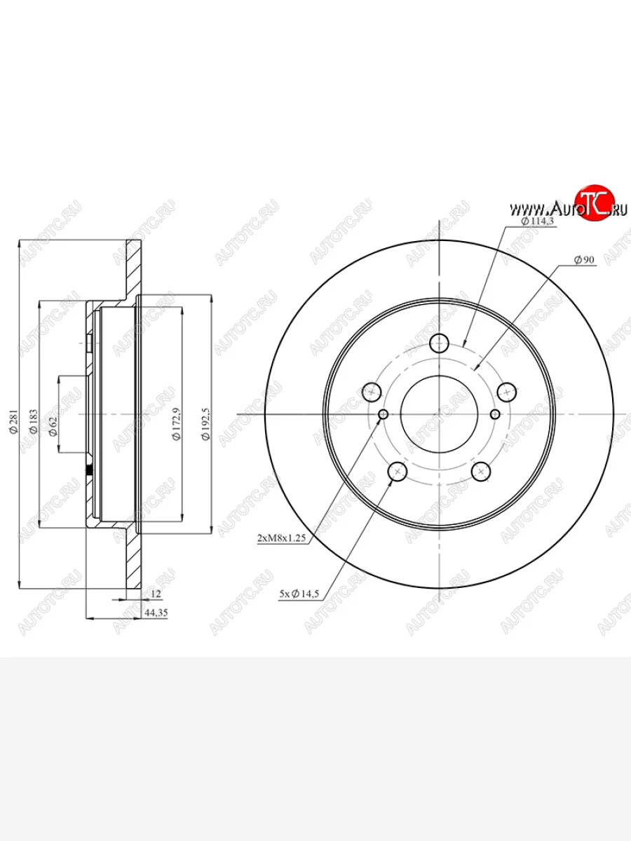 Задний тормозной диск(Ø281) HOSU Lexus NX300h Z10 дорестайлинг (2014-2017)  в Керчи Республика Крым
