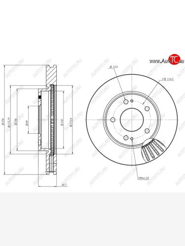 Передний тормозной диск(Ø276) HOSU Mitsubishi Lancer 10 CY седан дорестайлинг (2007-2010)
