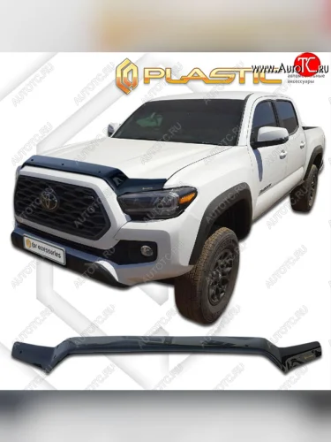 Дефлектор капота CA-Plastic (Classic черный) Toyota Tacoma  N300 (2016-2023) PickUp DoubleCab дорестайлинг, PickUp DoubleCab рестайлинг