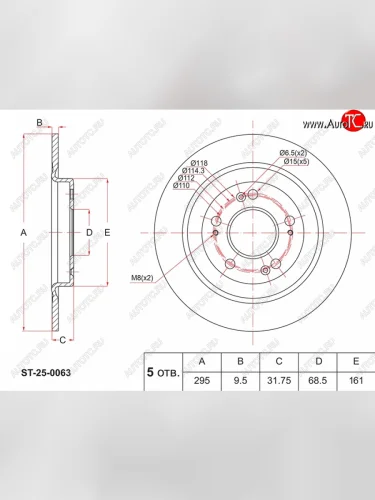 Задний тормозной диск(Ø295)SAT Haval Jolion рестайлинг (2024-2025)