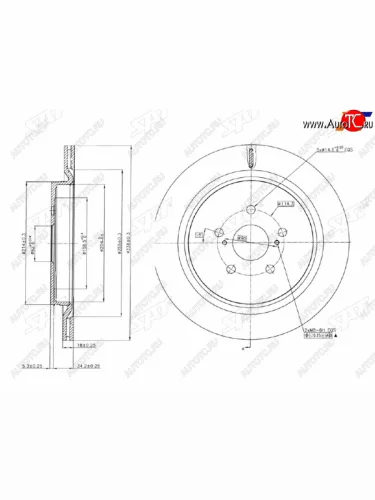 Задний тормозной диск(Ø338-0.3) SAT Lexus RX450 AL20 дорестайлинг (2015-2019)