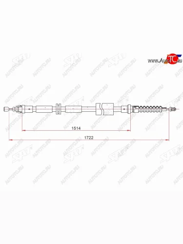 Трос ручного тормоза SAT Ford Mondeo (2000-2007) Mk3,B4Y дорестайлинг, седан, Mk3,BWY дорестайлинг, универсал, Mk3,B4Y рестайлинг, седан, Mk3,BWY рестайлинг, универсал
