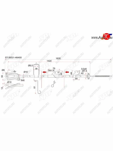 Трос ручника LH 2WD SAT Nissan Almera  2 N16 - Sunny  B15