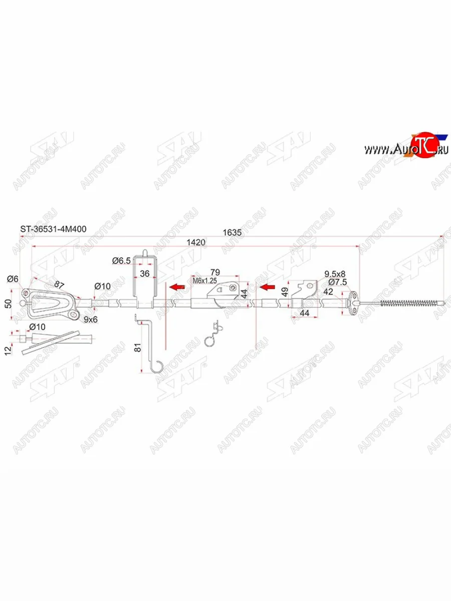 Трос ручника LH 2WD SAT Nissan Almera 2 N16 седан дорестайлинг (2000-2003)  в Перми Пермском крае