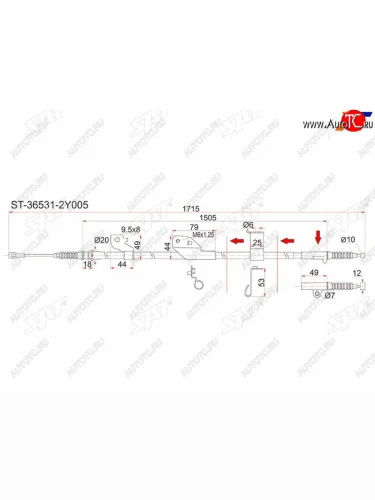 Трос ручника LH SAT Nissan Cefiro  A33 (1998-2003)