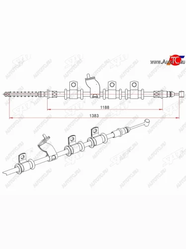 Трос ручного тормоза LH SAT Chevrolet Aveo  T250 - Nexia