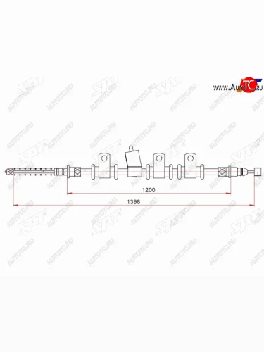 Трос ручного тормоза RH SAT Chevrolet Aveo  T250 - Nexia