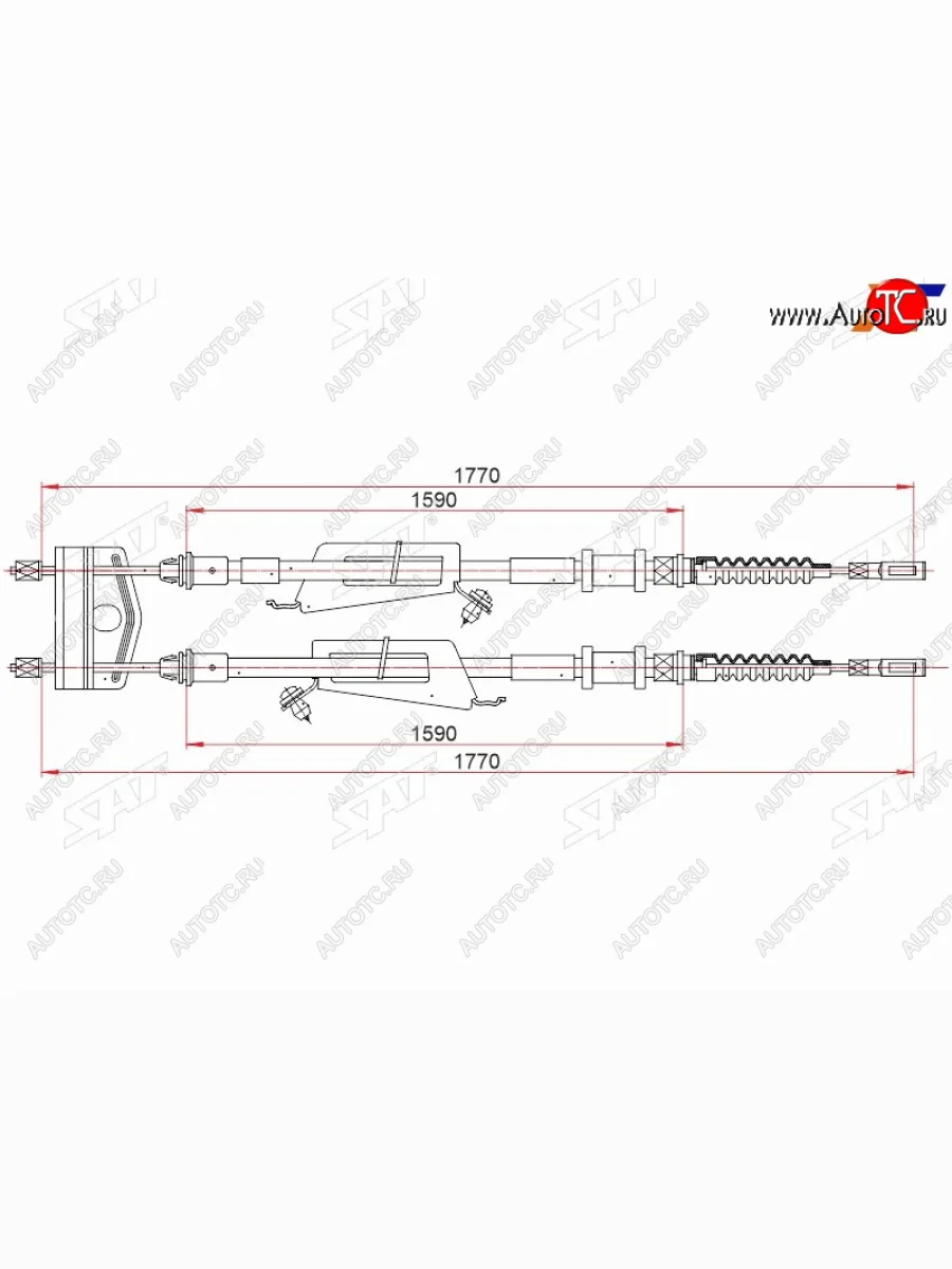 Трос ручного тормоза LH-RH SAT Ford C-max Mk1 доресталинг (2003-2007)  с доставкой в г. Керчь