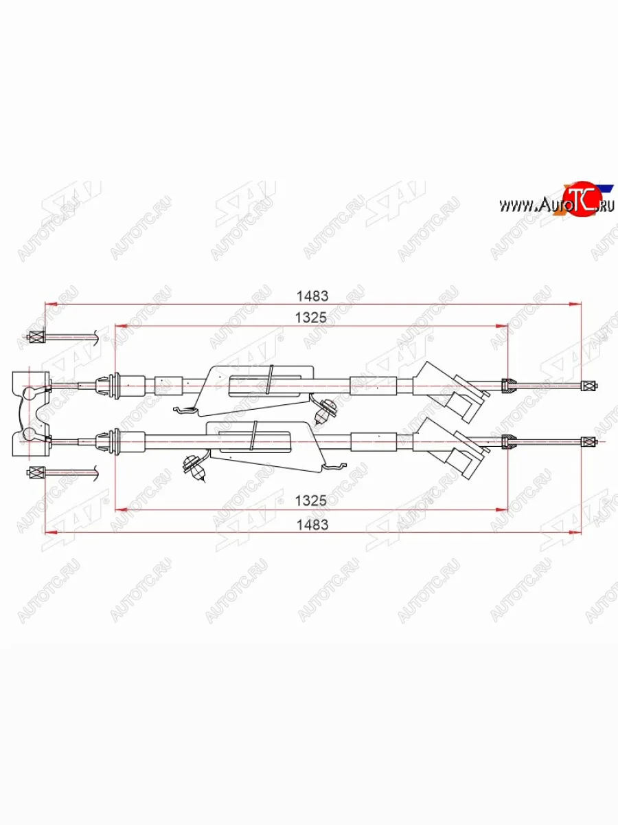 Трос ручного тормоза SAT Ford Focus 1 хэтчбэк 3 дв. дорестайлинг (1998-2002)  в Самаре Самарской области