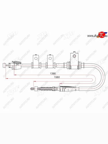 Трос ручного тормоза RH SAT (V-1.6 HATCHBACK) KIA Cerato  1 LD (2004-2007) хэтчбэк