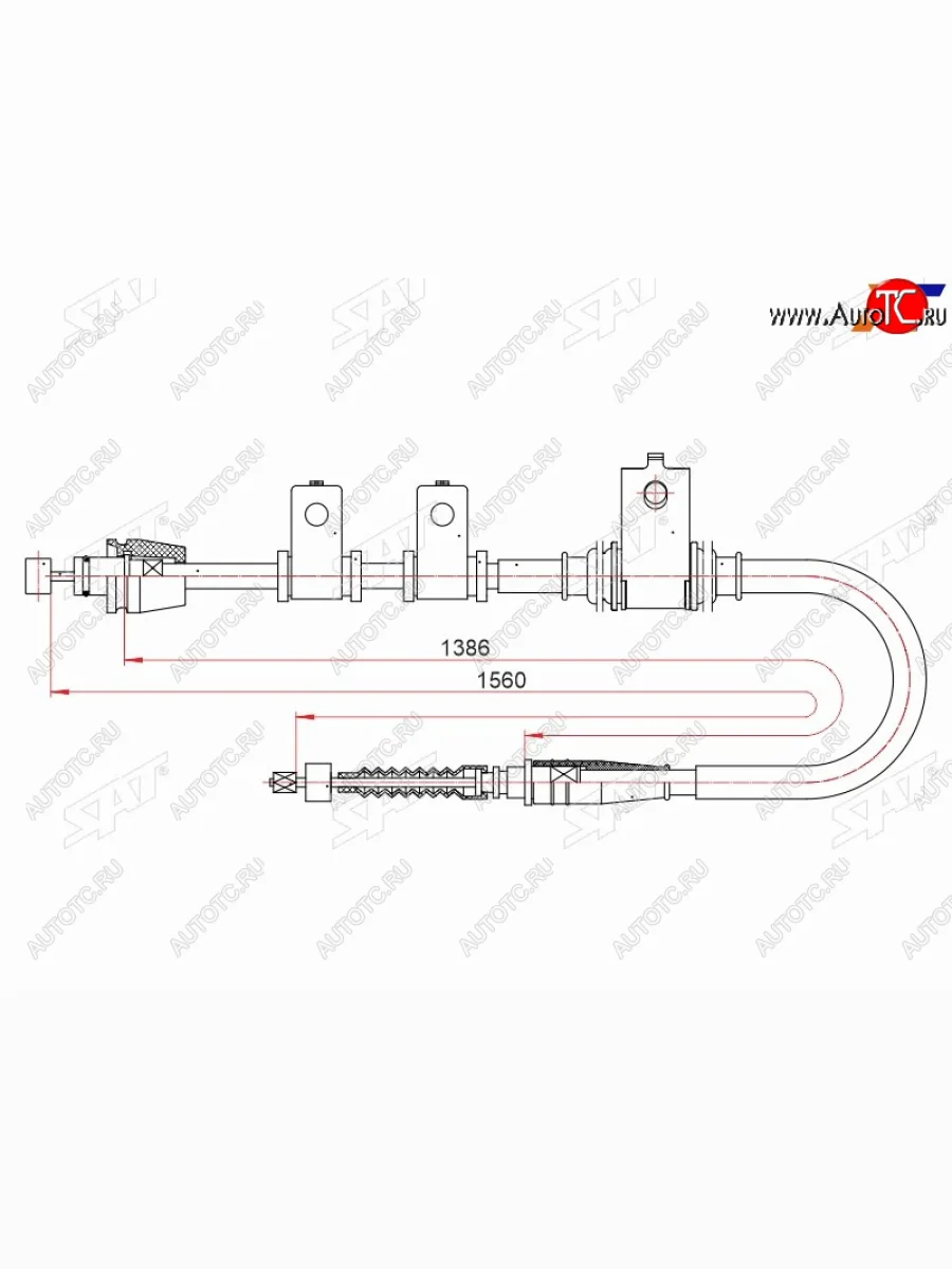 Трос ручного тормоза RH SAT  KIA Cerato (2004-2007) 1 LD (V-1.6 HATCHBACK)  в Керчи Республика Крым