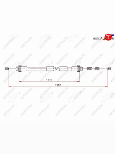 Трос ручного тормоза RH-LH SAT Renault Logan  1 (2004-2016), Лада ВАЗ Ларгус (2012-2021)
