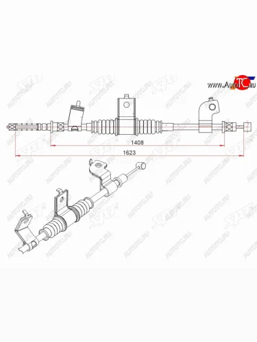 Трос ручного тормоза SAT Mitsubishi Outlander  CW0W (2005-2012) дорестайлинг, рестайлинг