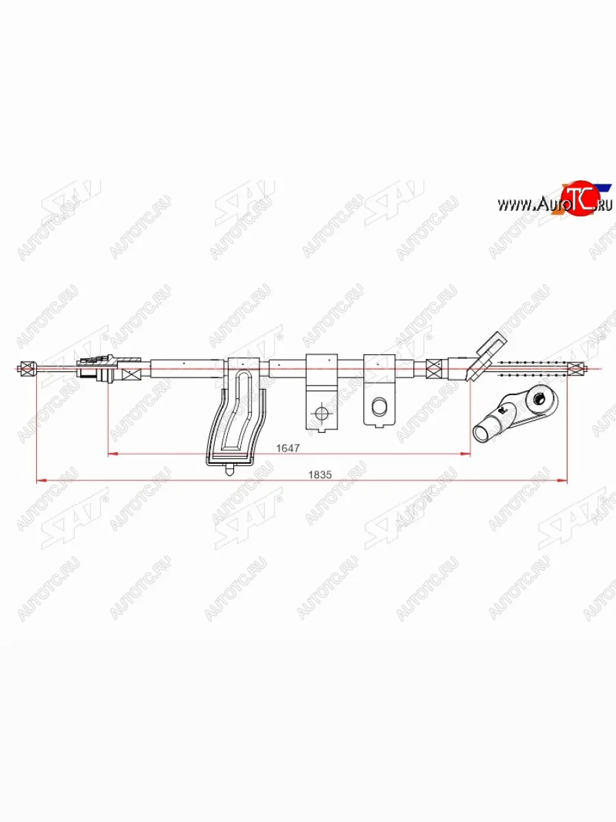 Трос ручного тормоза RH SAT Nissan Qashqai +2 1 J10 дорестайлинг (2008-2010)  в Самаре Самарской области