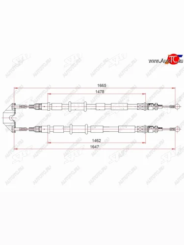 Трос ручного тормоза SAT Opel Astra H хэтчбек 5дв рестайлинг (2007-2015)