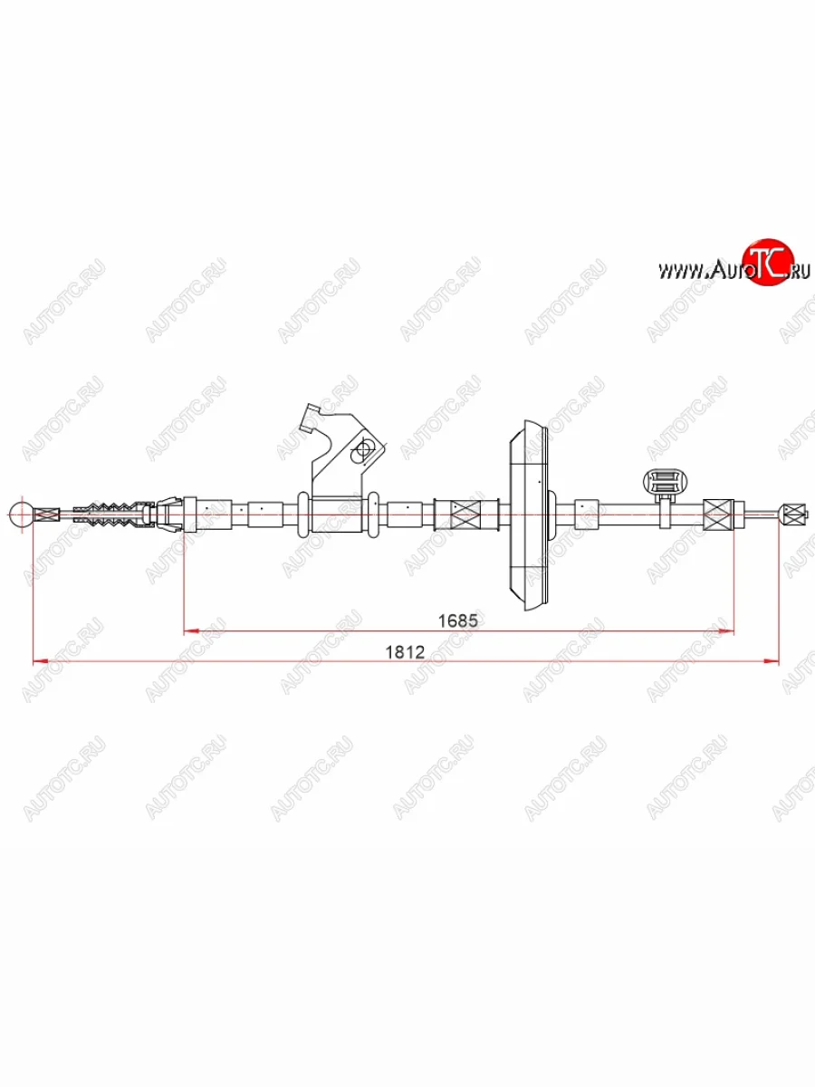Трос ручного тормоза LH SAT Chevrolet Cruze J305 хэтчбек дорестайлинг (2009-2012) (дисковые тормоза)  в Самаре Самарской области