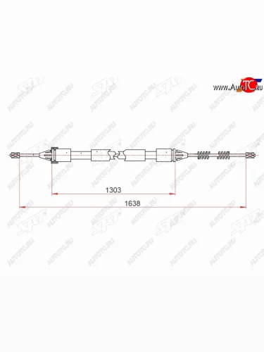 Трос ручного тормоза LH-RH SAT Peugeot 206 хэтчбэк 3 дв. 2AC дорестайлинг (1998-2003)