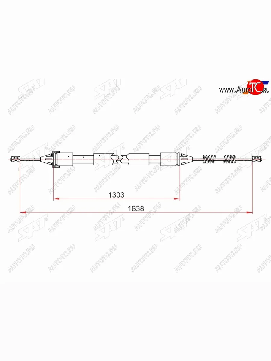 Трос ручного тормоза LH-RH SAT Peugeot 206 хэтчбэк 3 дв. 2AC дорестайлинг (1998-2003)  в Перми Пермском крае