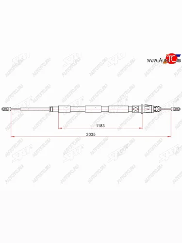 Трос ручного тормоза LH-RH SAT CITROEN C4 (2004-2011), Peugeot 307 ( универсал,  хэтчбэк 3 дв.,  хэтчбэк 5 дв.) (2001-2008)