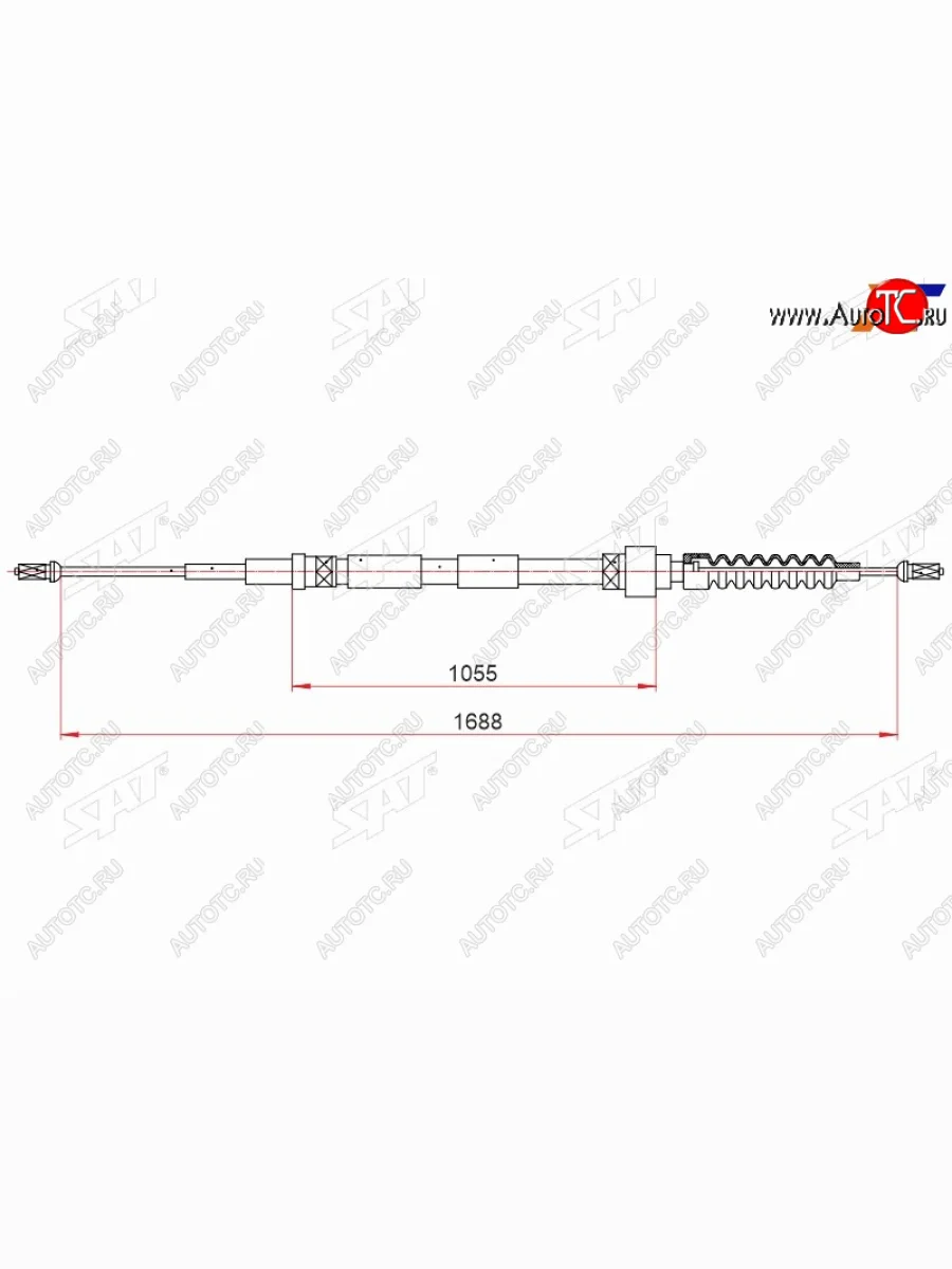 Трос ручного тормоза RH SAT Audi A3 8L1 хэтчбэк 3 дв. дорестайлинг (1996-2000) (дисковые тормоза)  в Керчи Республика Крым